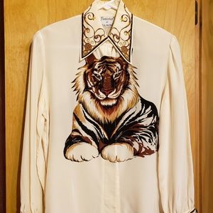 Francesca of Damon Silk Ladies Lion Blouse Size 4